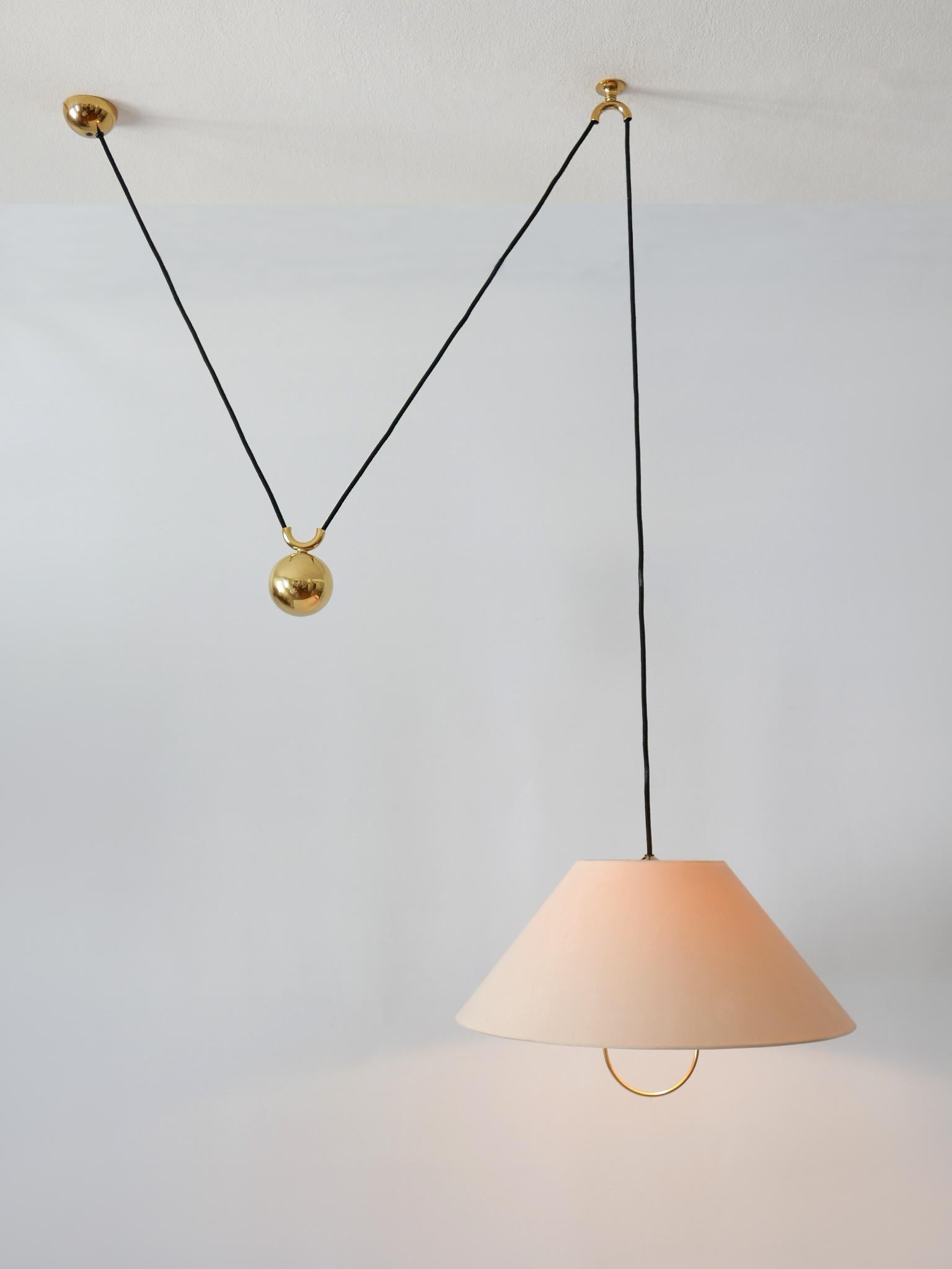 Early, Rare & Elegant Counterweight Pendant Lamp by Florian Schulz Germany 1960s 3