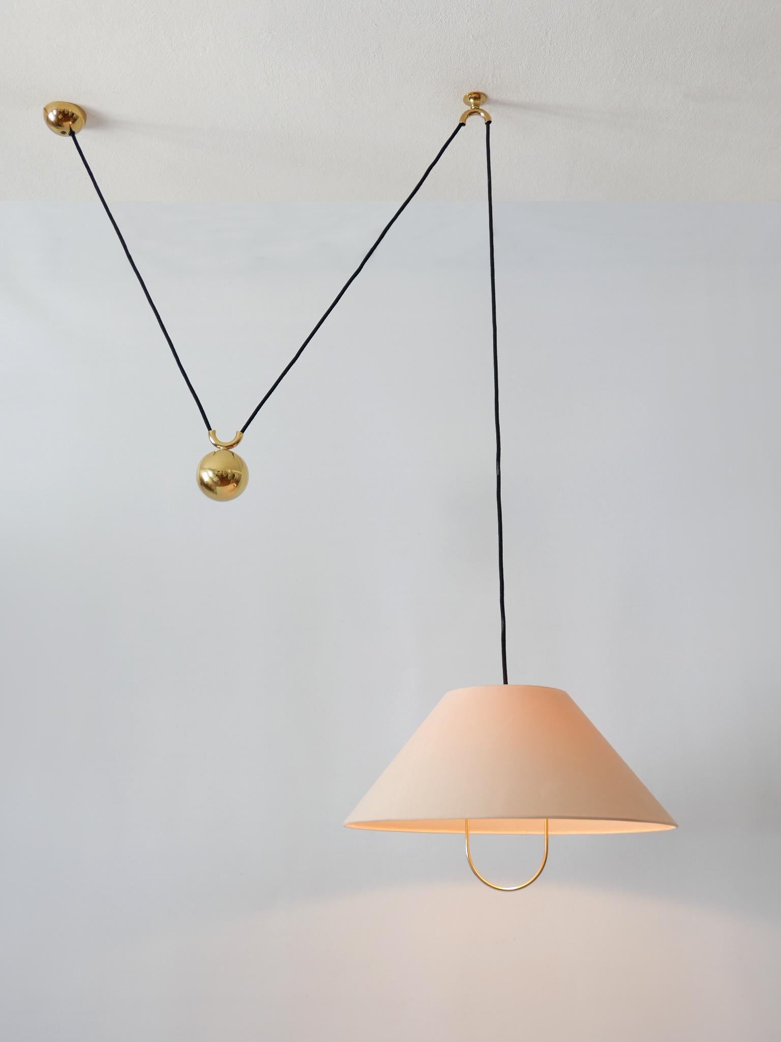 Early, Rare & Elegant Counterweight Pendant Lamp by Florian Schulz Germany 1960s 4