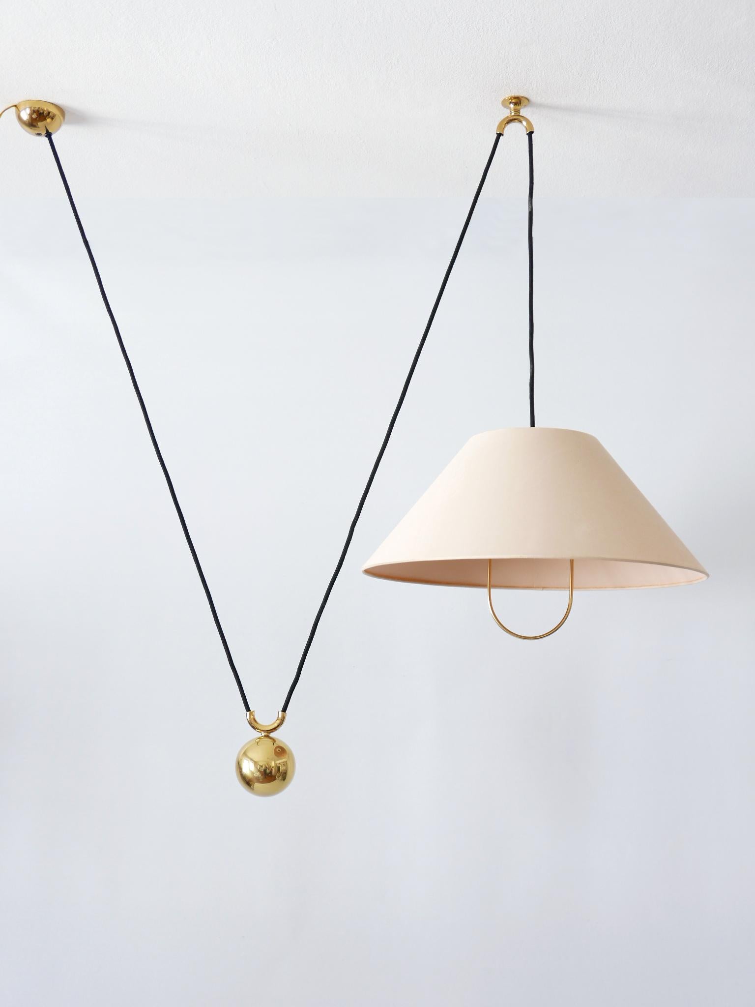 Early, Rare & Elegant Counterweight Pendant Lamp by Florian Schulz Germany 1960s 5