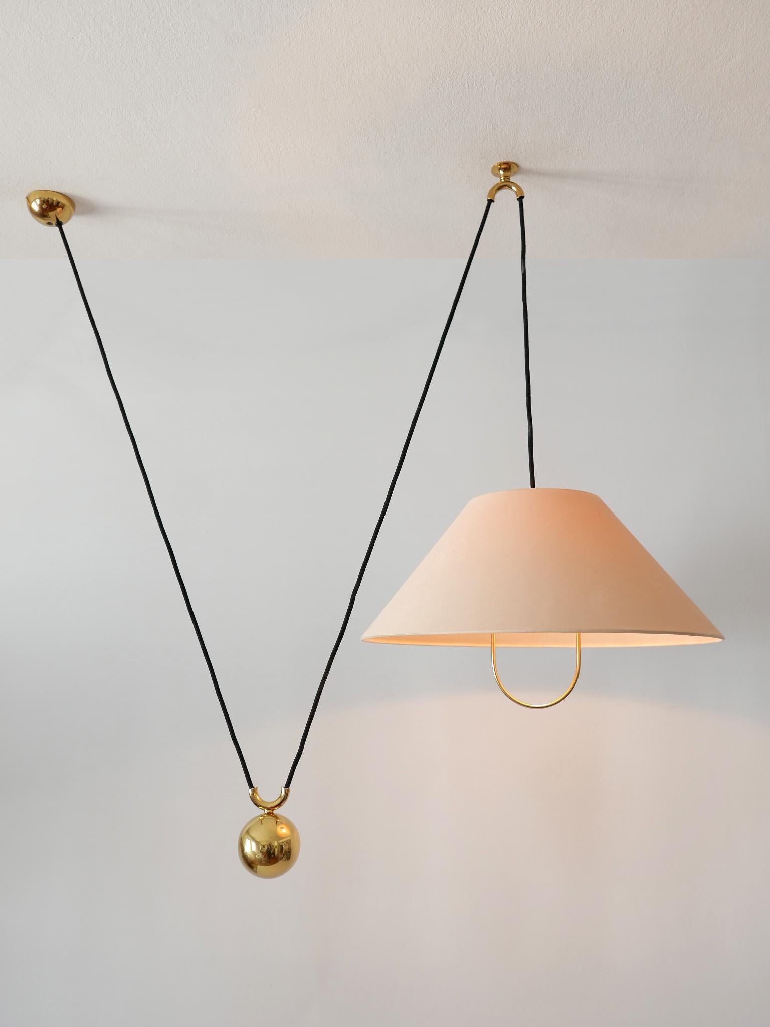 Early, Rare & Elegant Counterweight Pendant Lamp by Florian Schulz Germany 1960s 6