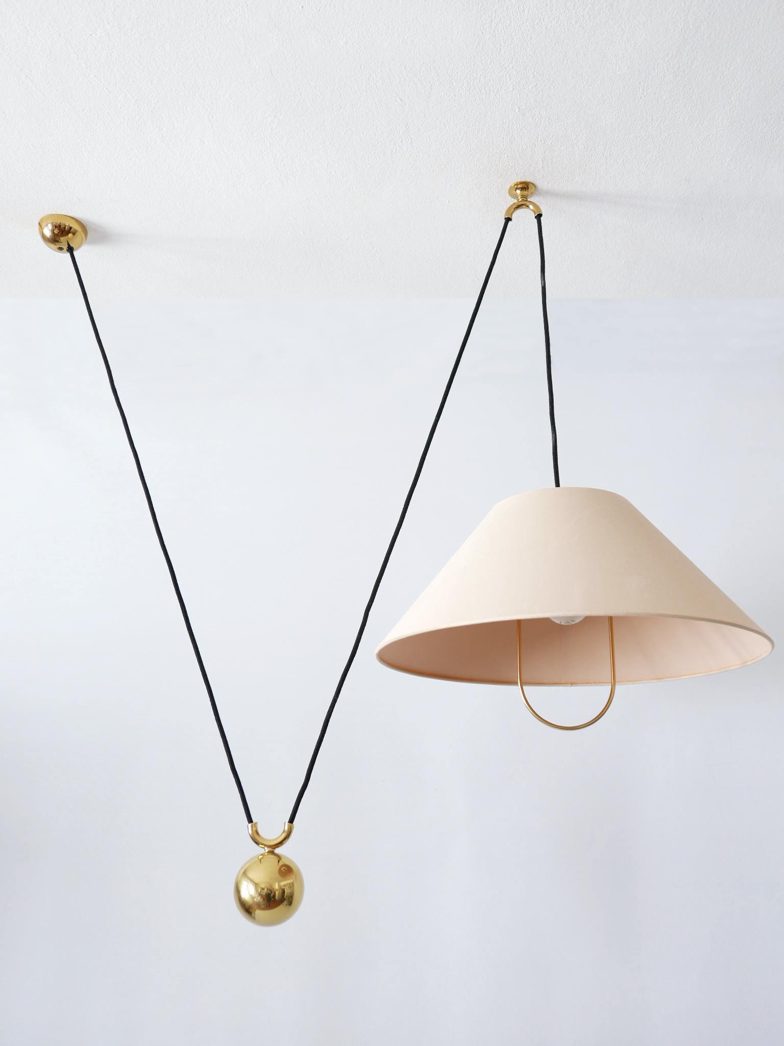 Early, Rare & Elegant Counterweight Pendant Lamp by Florian Schulz Germany 1960s 7
