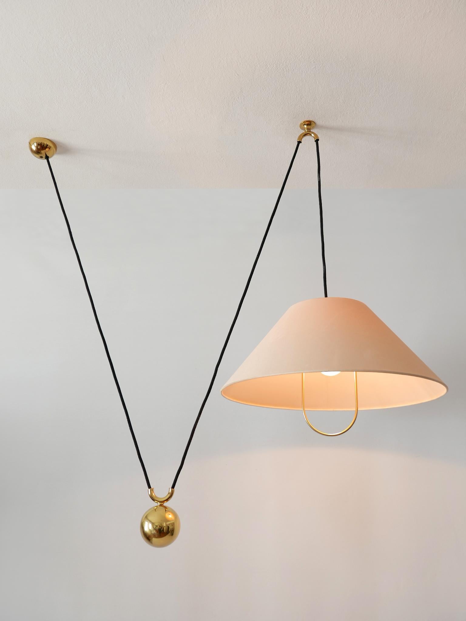 Early, Rare & Elegant Counterweight Pendant Lamp by Florian Schulz Germany 1960s 8