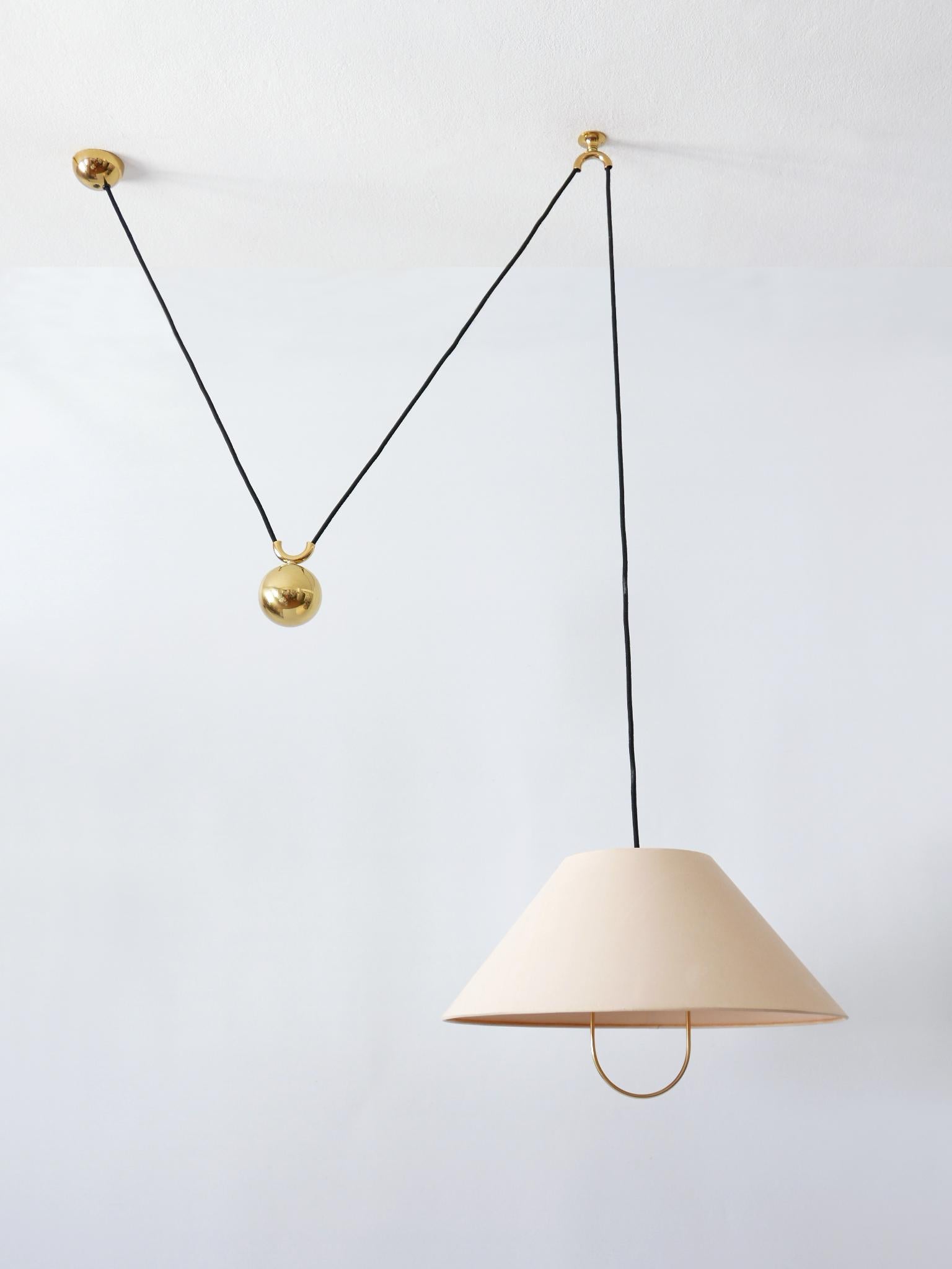 Mid-Century Modern Early, Rare & Elegant Counterweight Pendant Lamp by Florian Schulz Germany 1960s