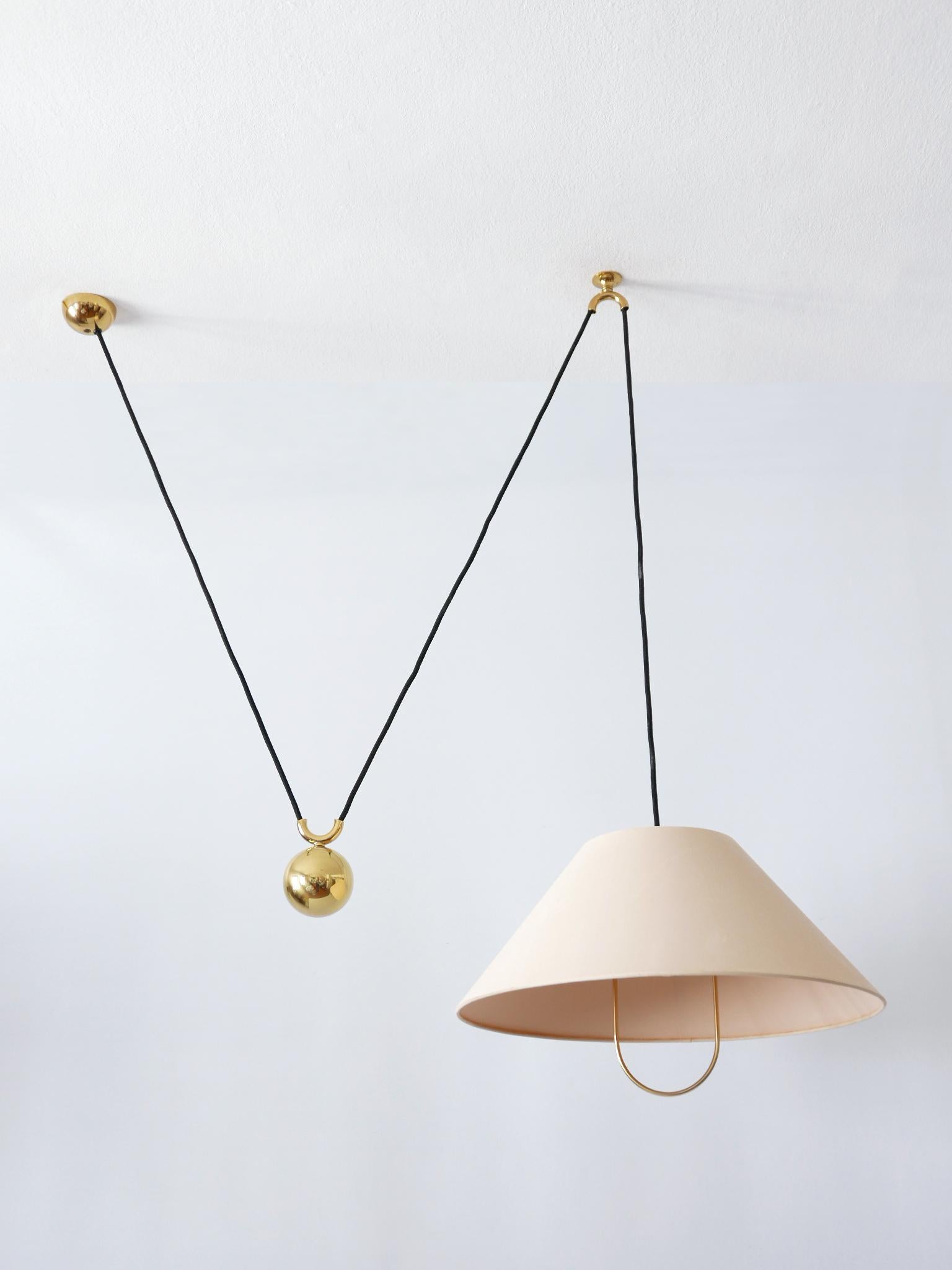 Polished Early, Rare & Elegant Counterweight Pendant Lamp by Florian Schulz Germany 1960s