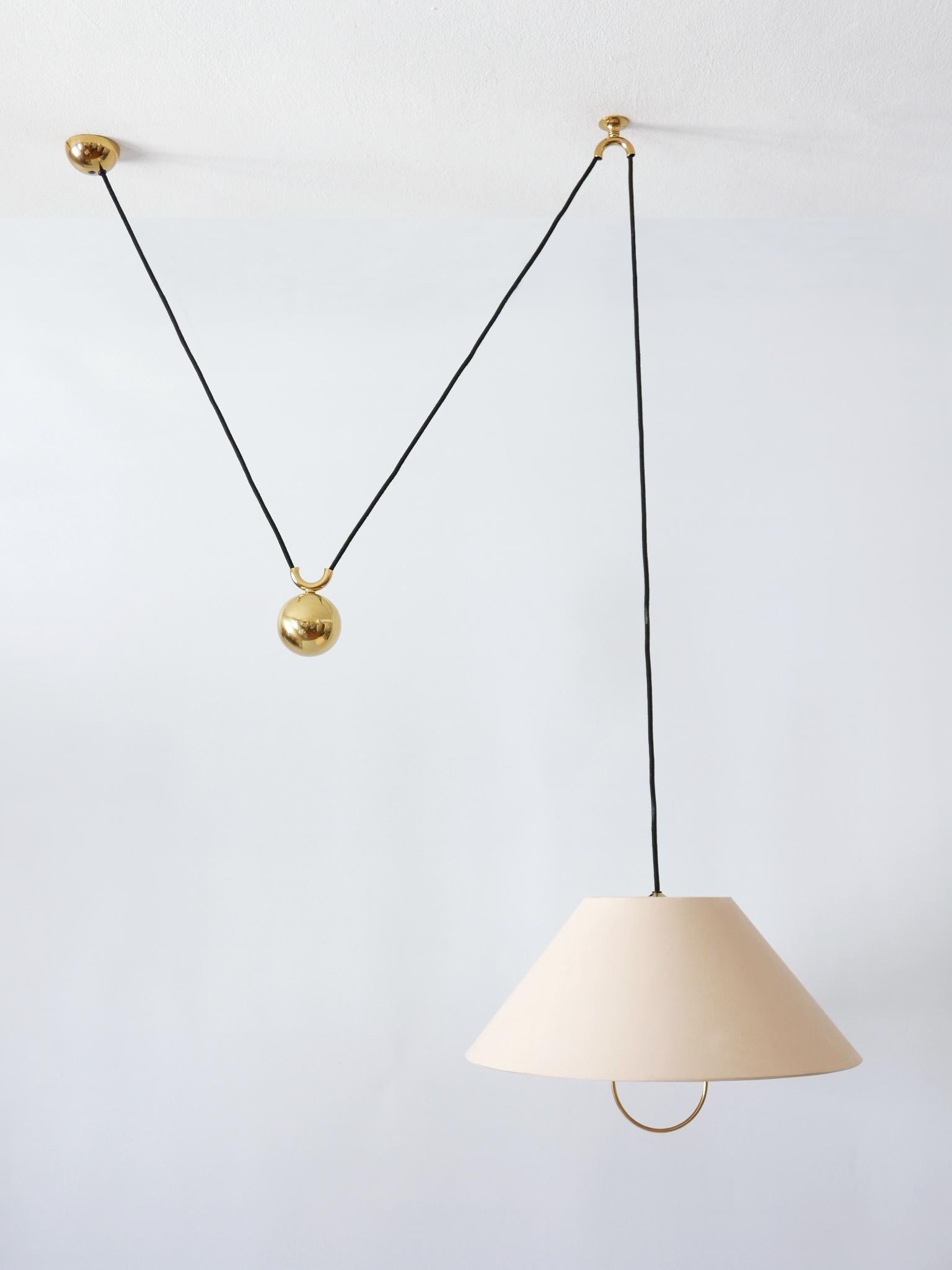 Early, Rare & Elegant Counterweight Pendant Lamp by Florian Schulz Germany 1960s 2