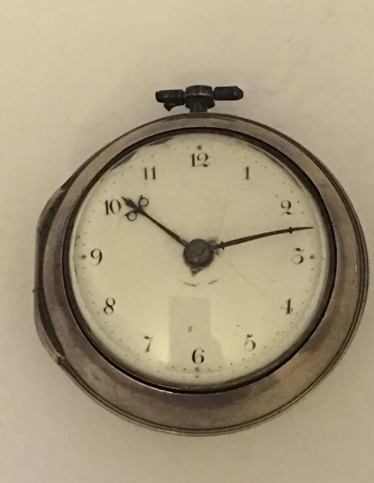 Early rare Verge Fusee Silver Pocket Watch Signed Thomas Maston, London.

This watch is working and ticking well. However I cannot guarantee the time accuracy (approx. 20 mins. slow a day)Visible dent on the back case as shown on the photo, visible