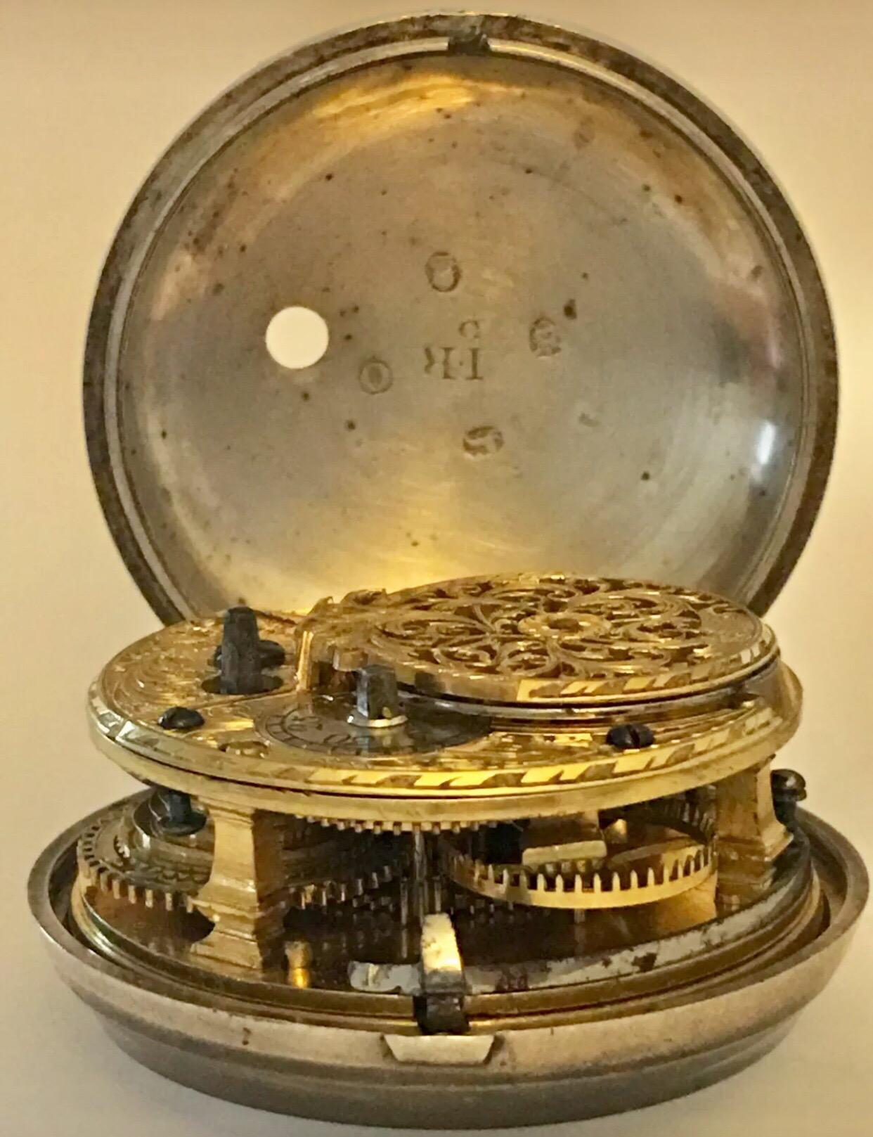 Early Rare Verge Fusee Silver Pair Case Pocket Watch by Thomas Maston, London 1