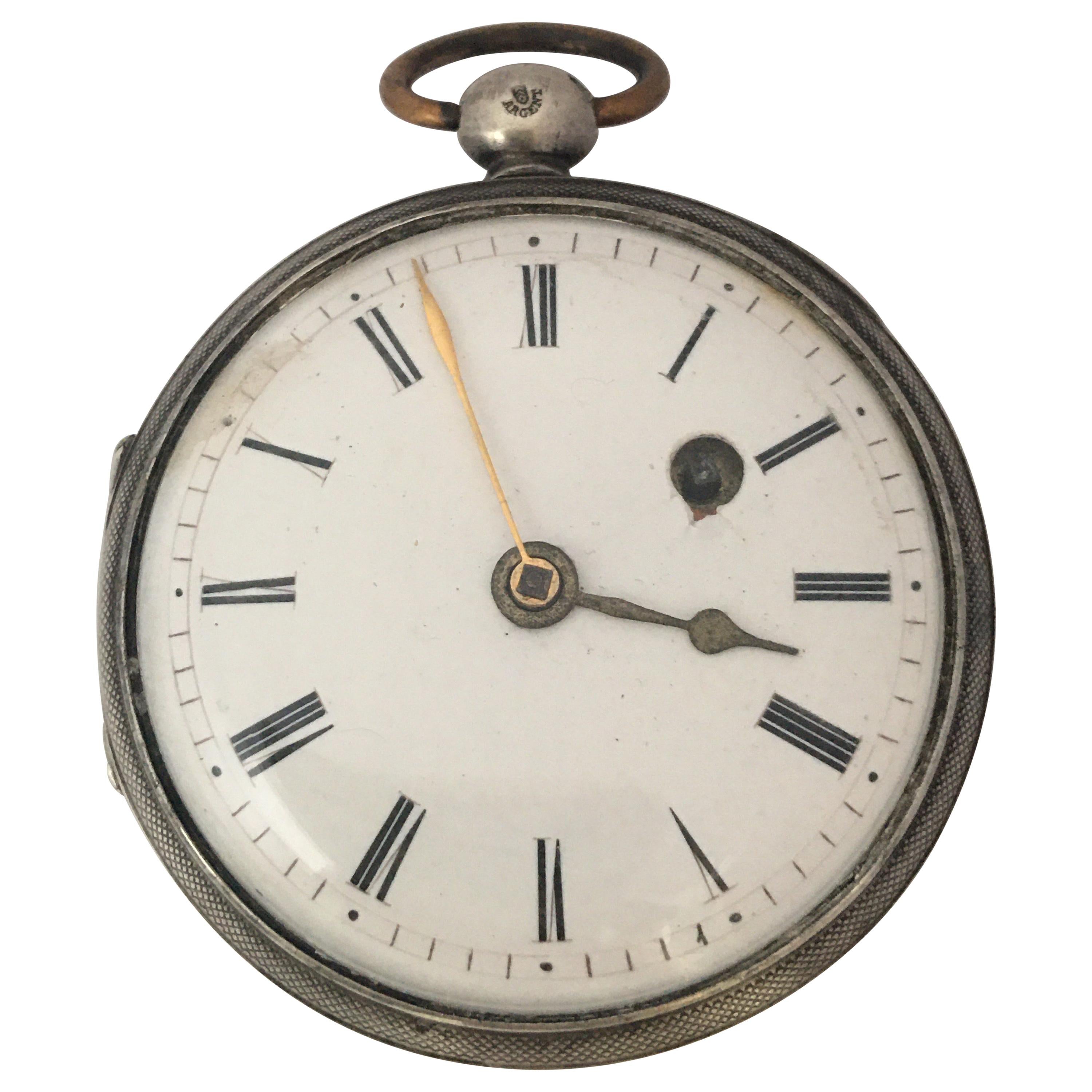 Early Rare Verge Fusee Silver Pocket Watch For Sale