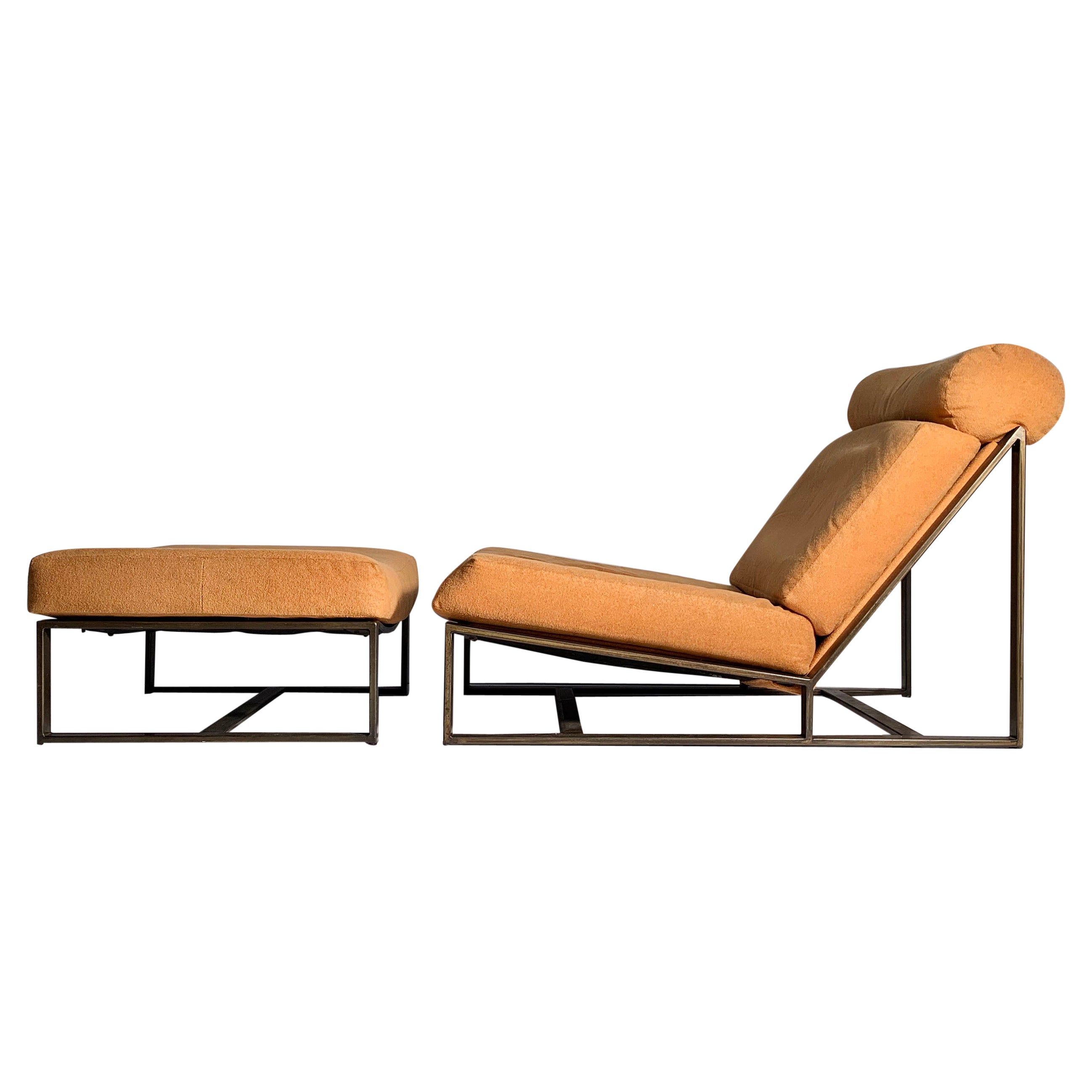 Silla de salón de bronce arquitectónico "sin brazos" Milo Baughman Early Rare Vintage en venta