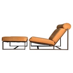 Early Rare Vintage Milo Baughman "Armless" Architectural Bronze Lounge Chair