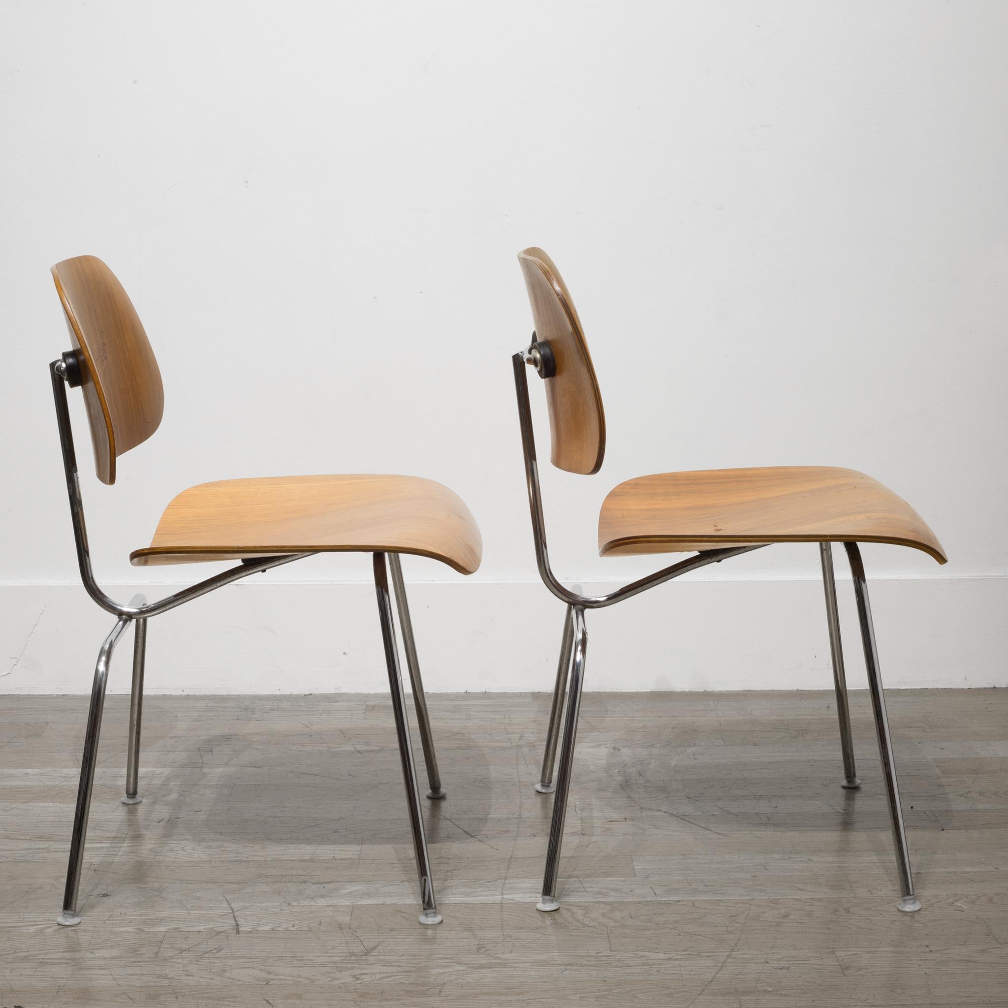 Metal Early Ray and Charles Eames for Herman Miller DCM Chairs, circa 1950s