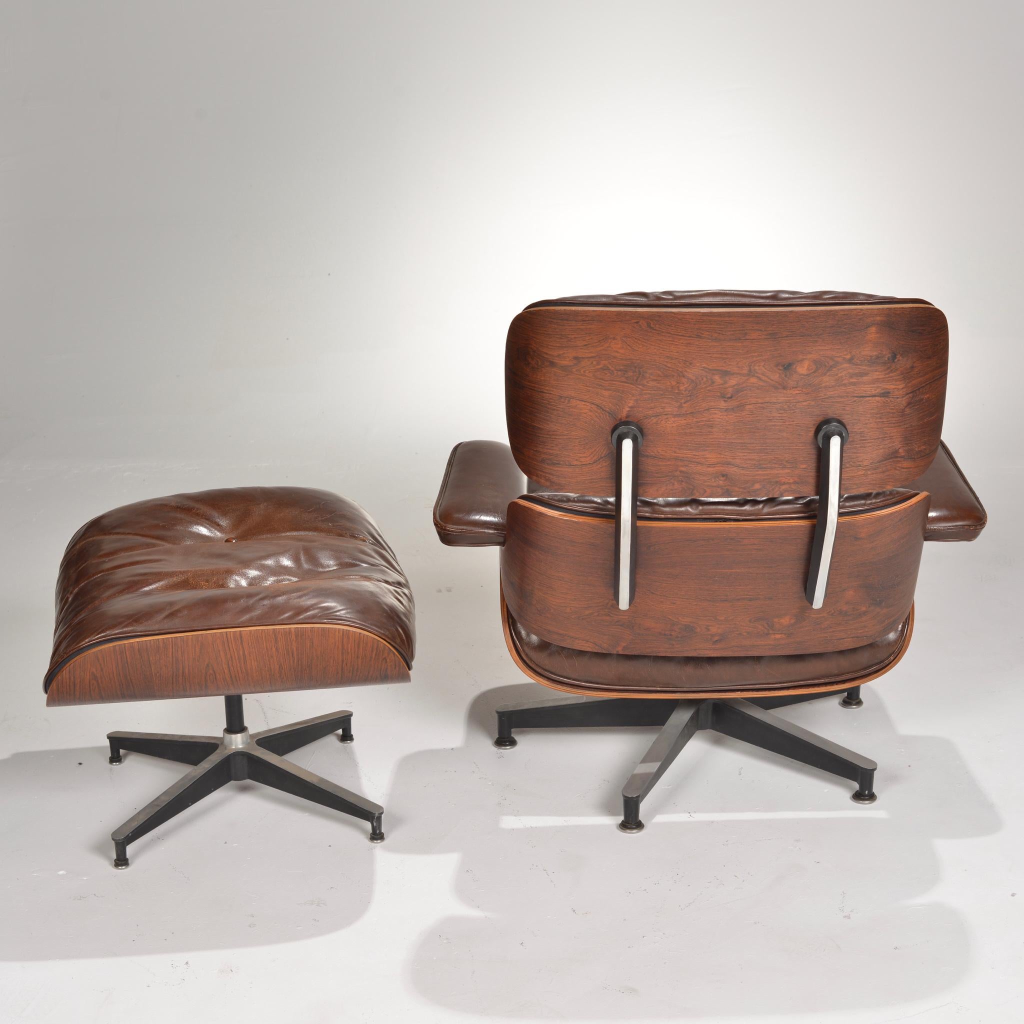 Early Ray & Charles Eames for Herman Miller Lounge Chair and Ottoman in Rosewood 3