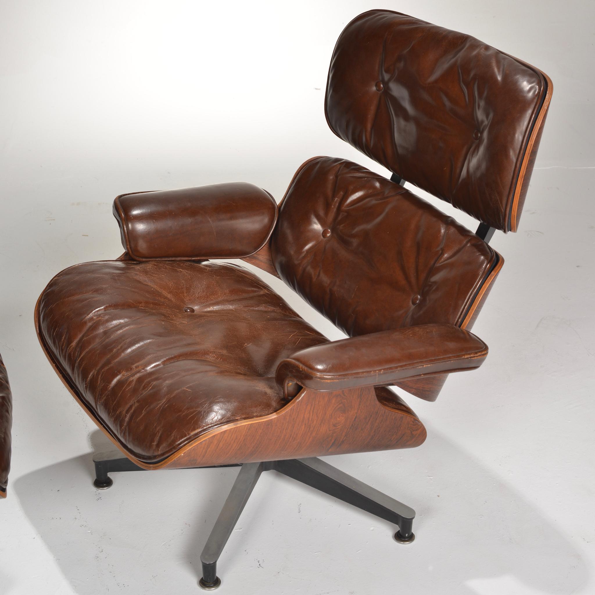 Mid-20th Century Early Ray & Charles Eames for Herman Miller Lounge Chair and Ottoman in Rosewood