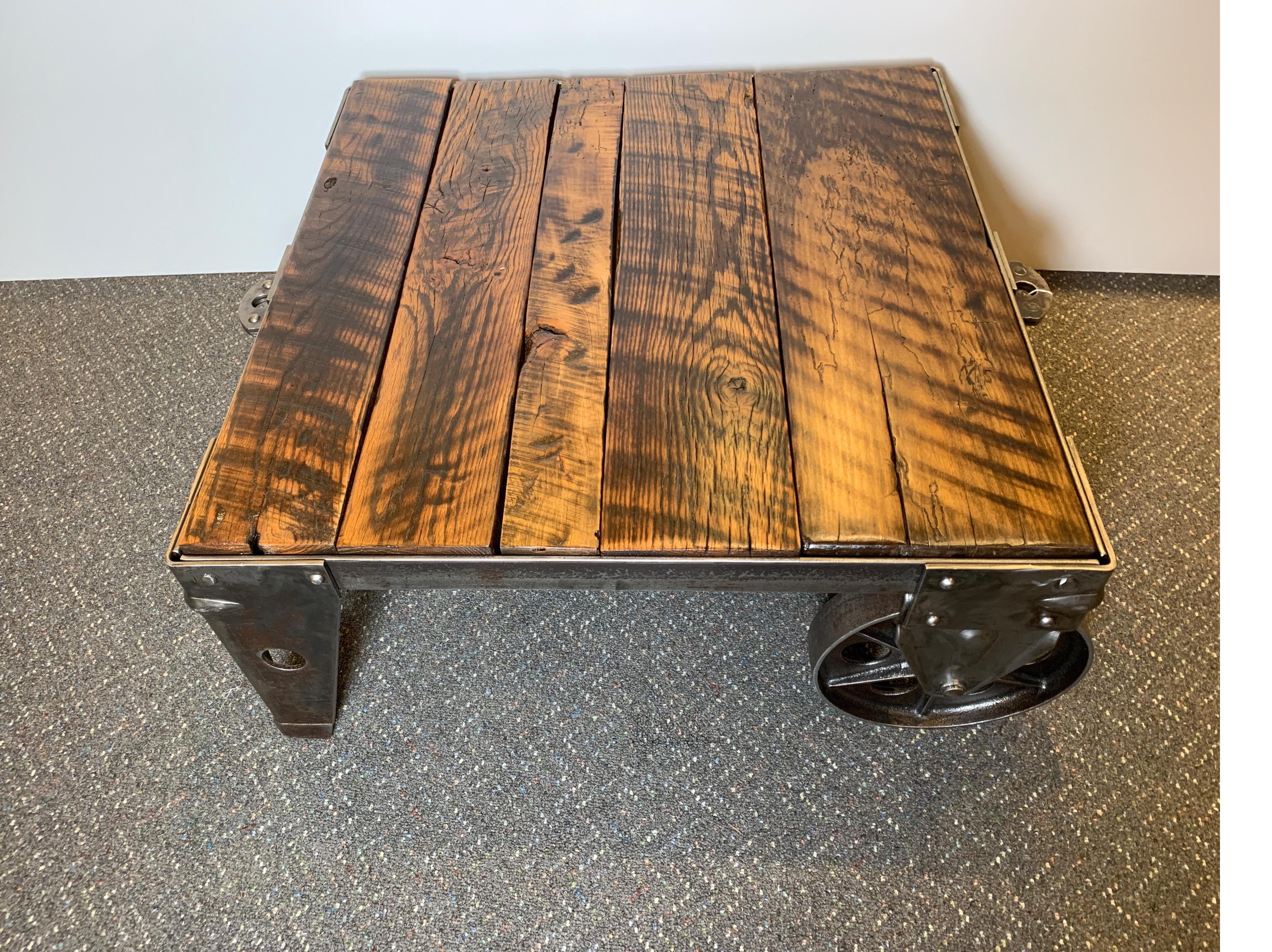 Early Reclaimed and Refinished Factory Cart In Excellent Condition In Lambertville, NJ