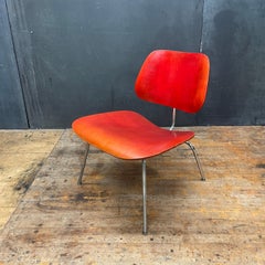Early Red Aniline Dyed Eames LCM Lollipop Lounge Chair