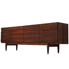 Early Refinished Ib Kofod-Larsen Bookmatched Credenza in Rosewood