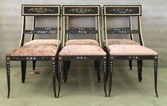 Early Regency or Gustavian Bellman Chair After Sheraton, Set of Six Iron Chairs