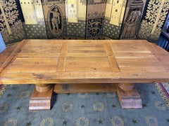 Early Renaissance-Louis XIII Monastery Table in Solid Oak, 20th Century