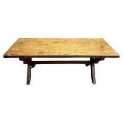 Table de ferme de monastère en chêne massif du début de la Renaissance-Louis XIII, 20e siècle