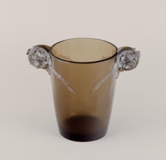 Early René Lalique art glass vase "Chamarande". With thorn-shaped handles.