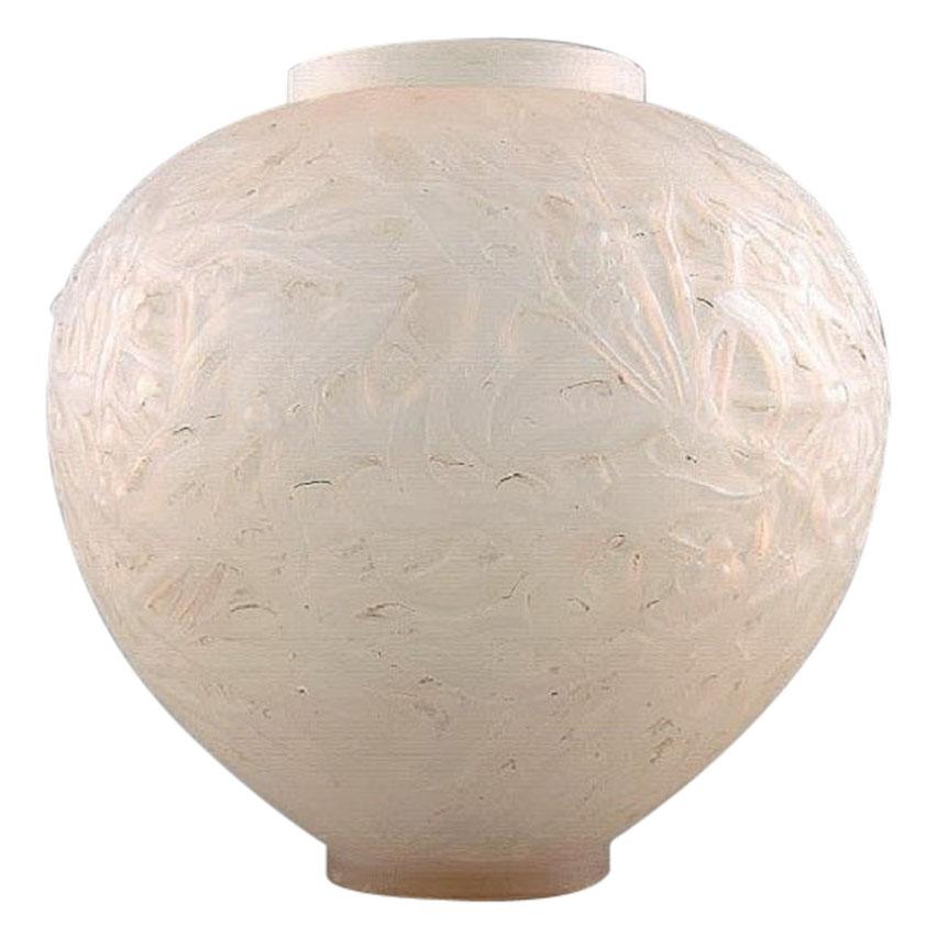 Early René Lalique "Gui" Vase in Clear and Frosted Art Glass