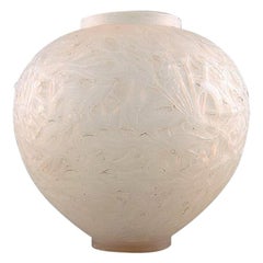 Early René Lalique "Gui" Vase in Clear and Frosted Art Glass