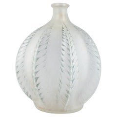 Antique Early René Lalique, Malines Vase in Clear Art Glass in Green Model