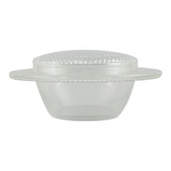 Early René Lalique Nippon-4 Cover Bowl in Art Glass with Inlaid Air Pearls