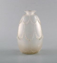 Early René Lalique "Perles" Vase in Mouth-Blown Art Glass, Dated circa 1925