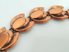 Early Renoir MidCentury Copper Stylized Tulip 18 Link Choker Necklace