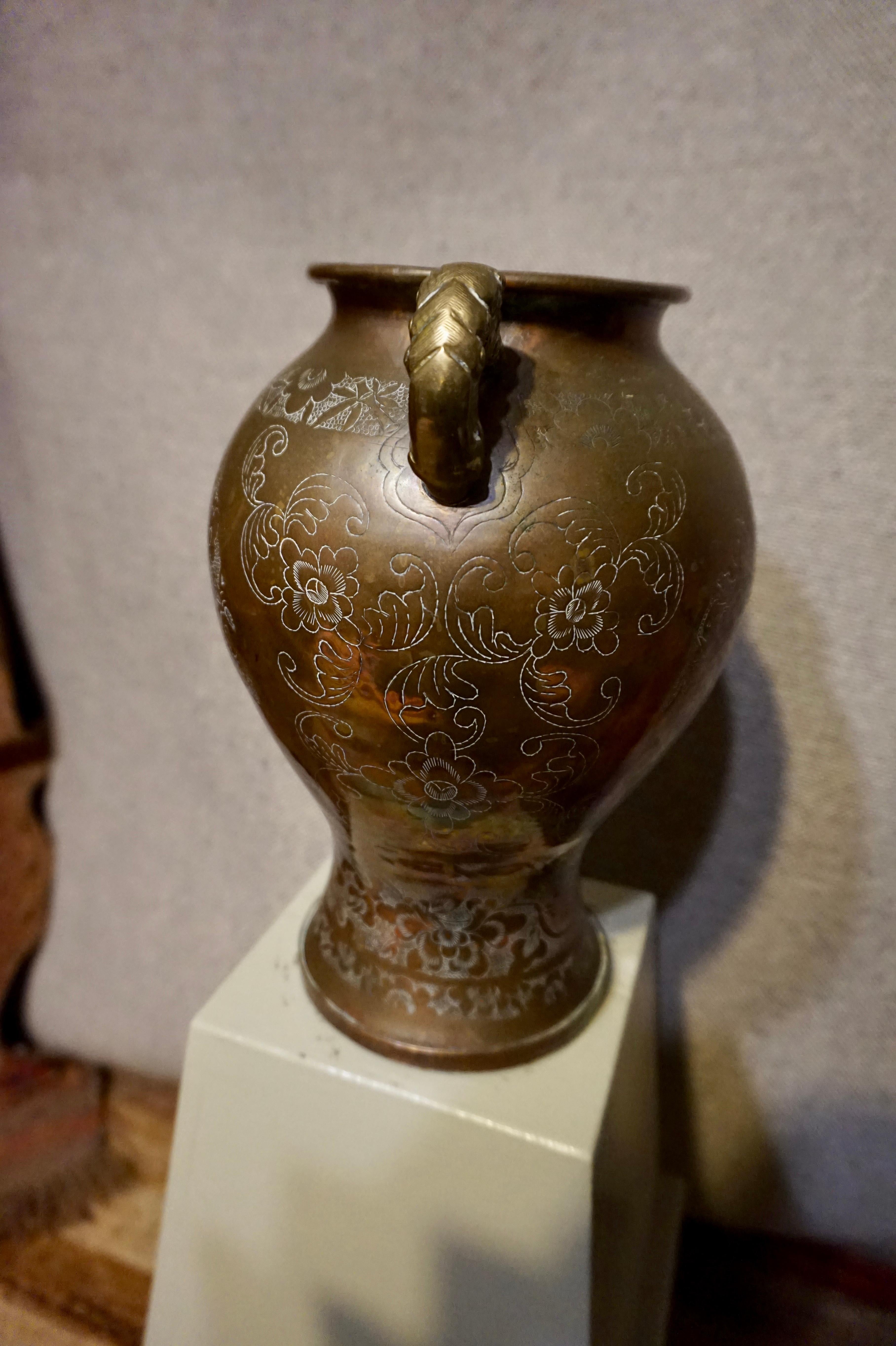 Early Republic Chinese Export Hand Engraved Bronze Vase Dragons 6