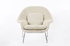 Early Restored Mid Century Ivory Wool Womb Chair by Saarinen for Knoll
