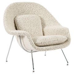 Early Restored Mid Century Ivory Wool Womb Chair by Saarinen for Knoll Multiples
