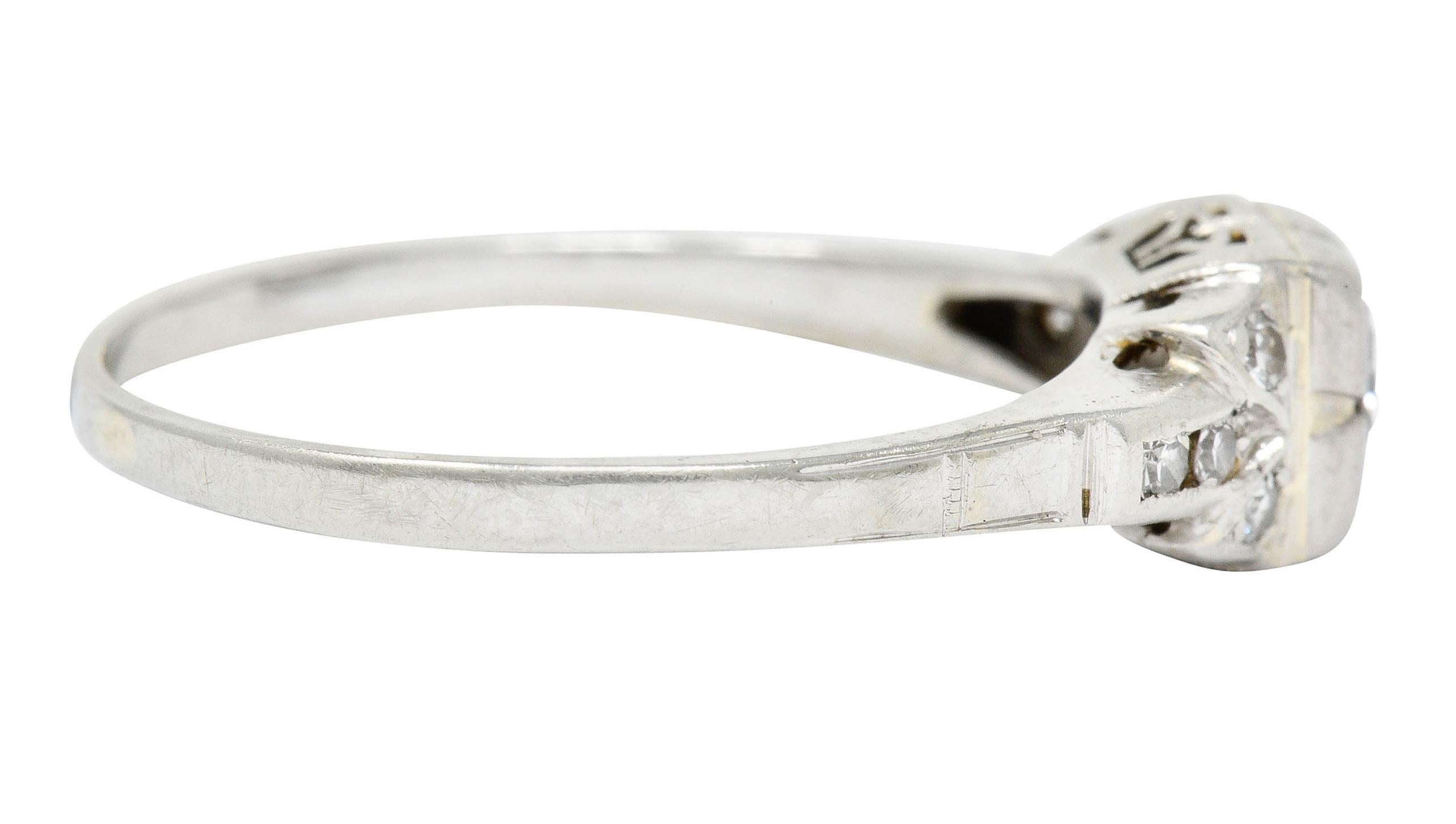 Brilliant Cut Early Retro 0.35 Carat Diamond Platinum Square Form Engagement Ring
