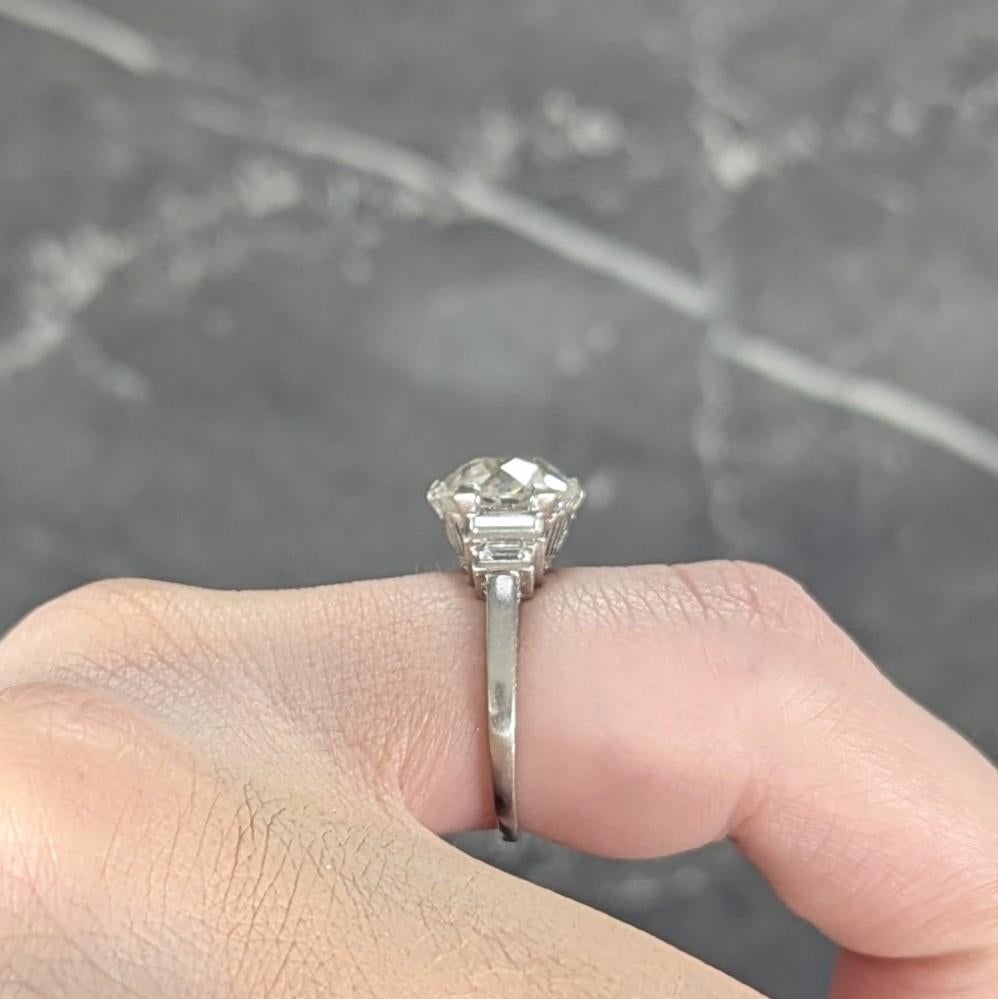 Early Retro 1943 3.92 CTW Diamond Platinum Vintage Engagement Ring GIA For Sale 9