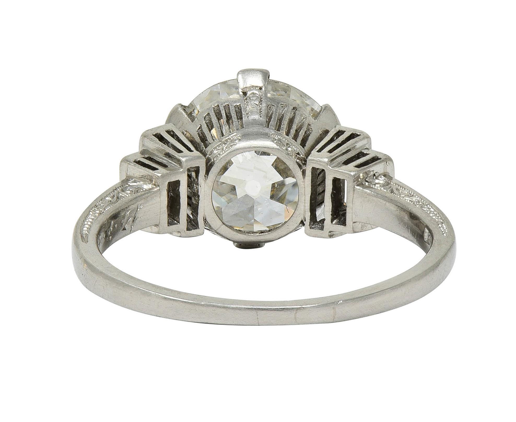 Early Retro 1943 3.92 CTW Diamond Platinum Vintage Engagement Ring GIA For Sale 1