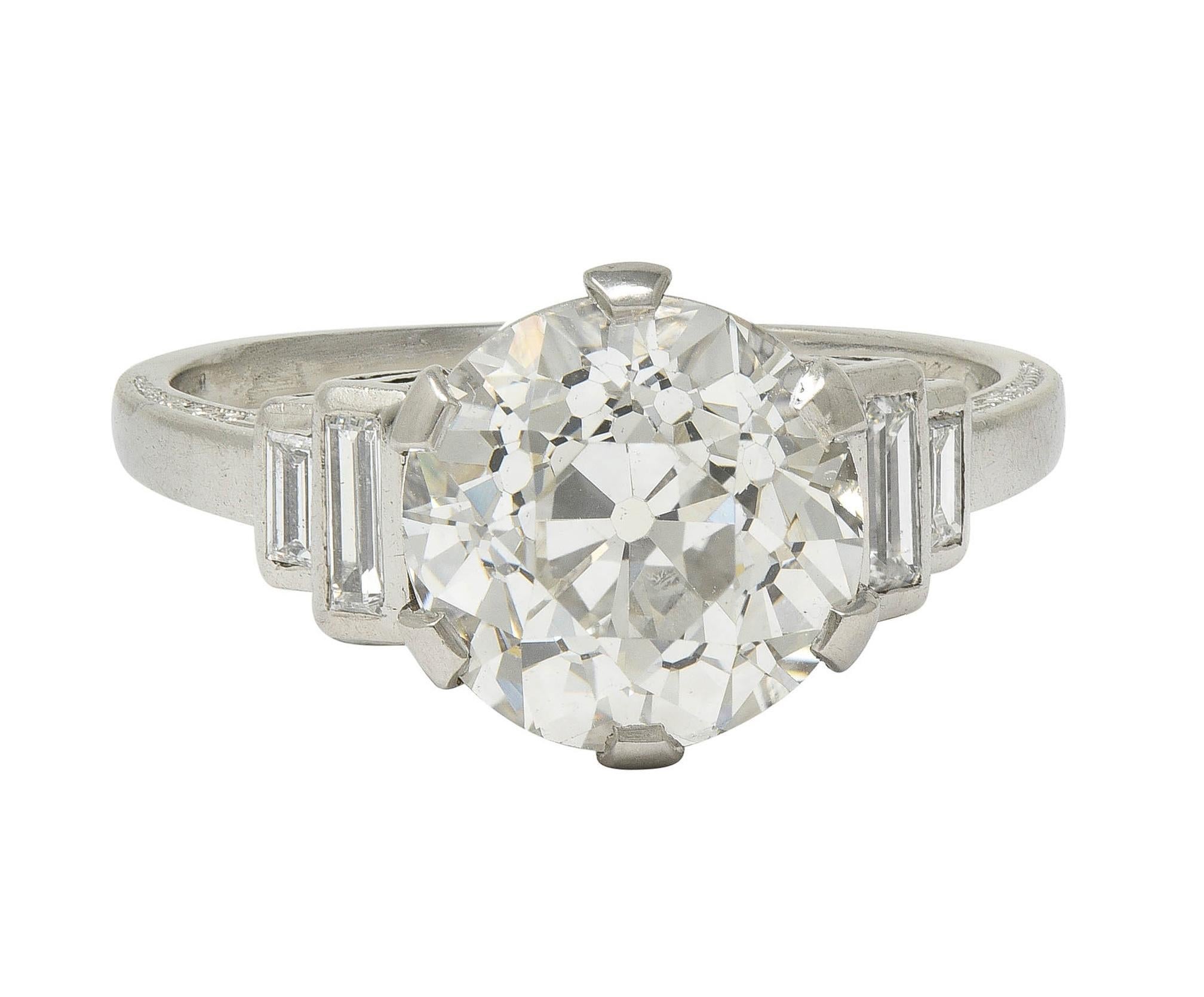 Früher Retro 1943 3,92 CTW Diamant Platin Vintage Verlobungsring GIA