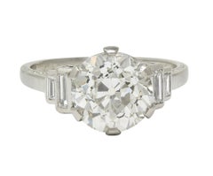 Früher Retro 1943 3,92 CTW Diamant Platin Vintage Verlobungsring GIA