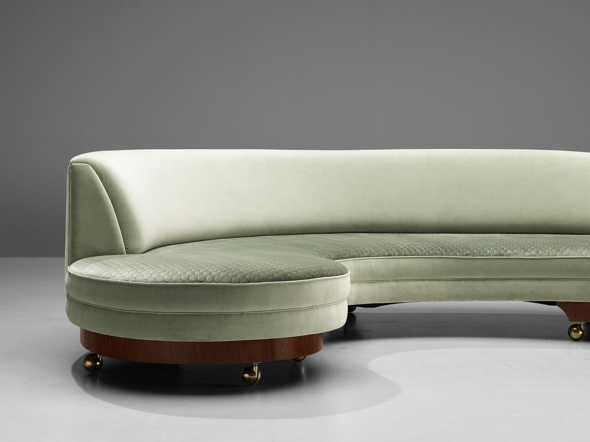 Fabric Early Reupholstered Vladimir Kagan 'Serpentine' Sofa