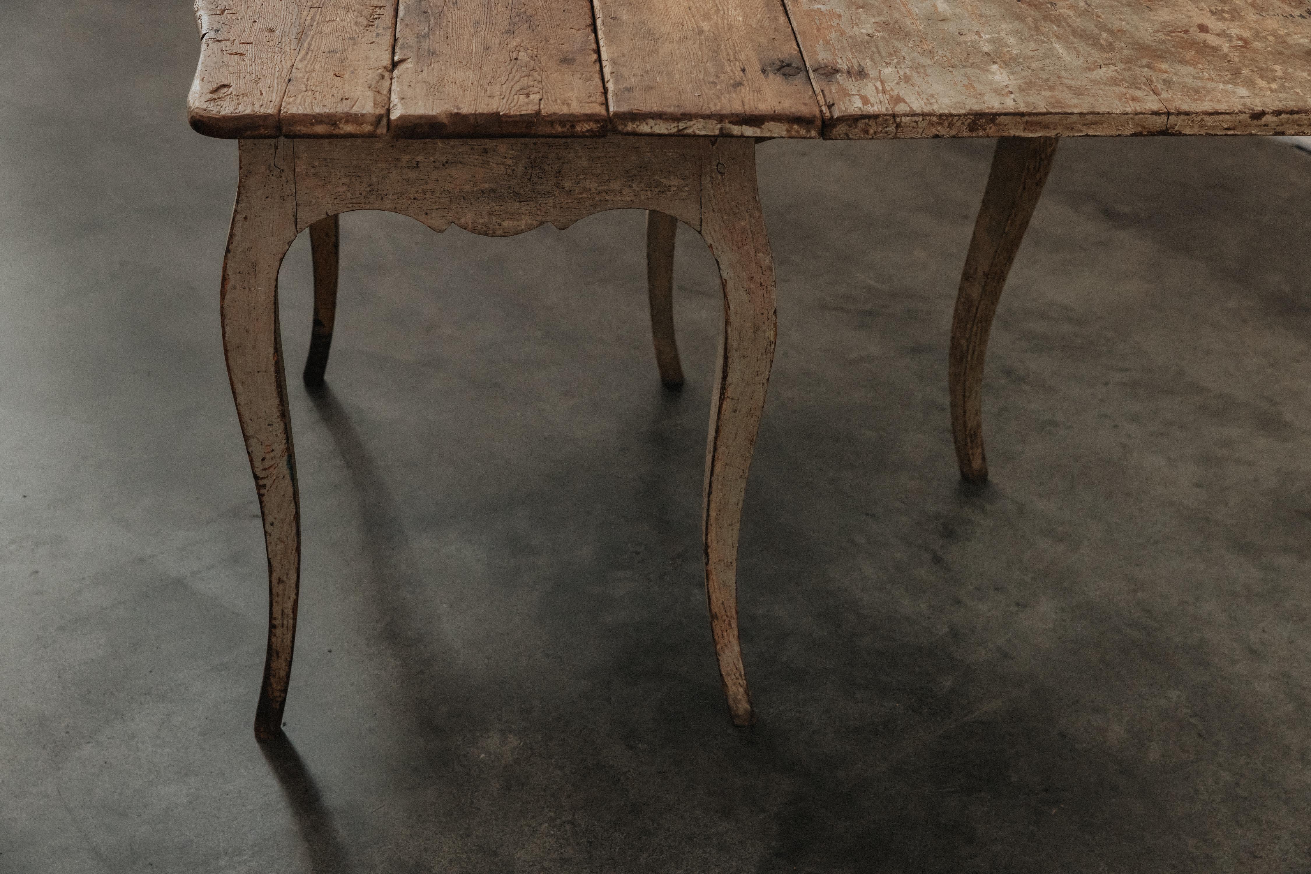 Pine Early Rococo Slagbord Table With Original Paint From Sweden, Circa 1770 For Sale