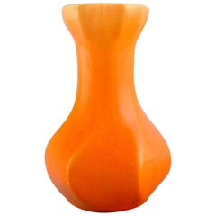 Early Rörstrand Vase in Glazed Faience, Beautiful Glaze in Bright Orange Shades