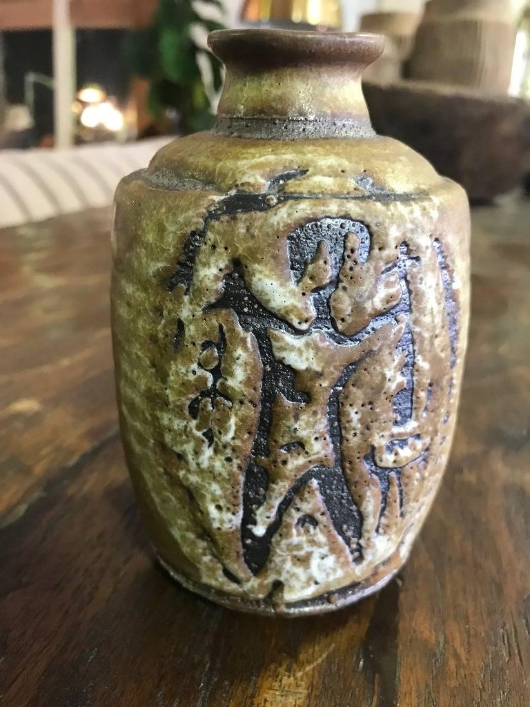 Poteries Vase en céramique moderne du milieu du siècle dernier, signé Rose Cabat, vers les années 1950
