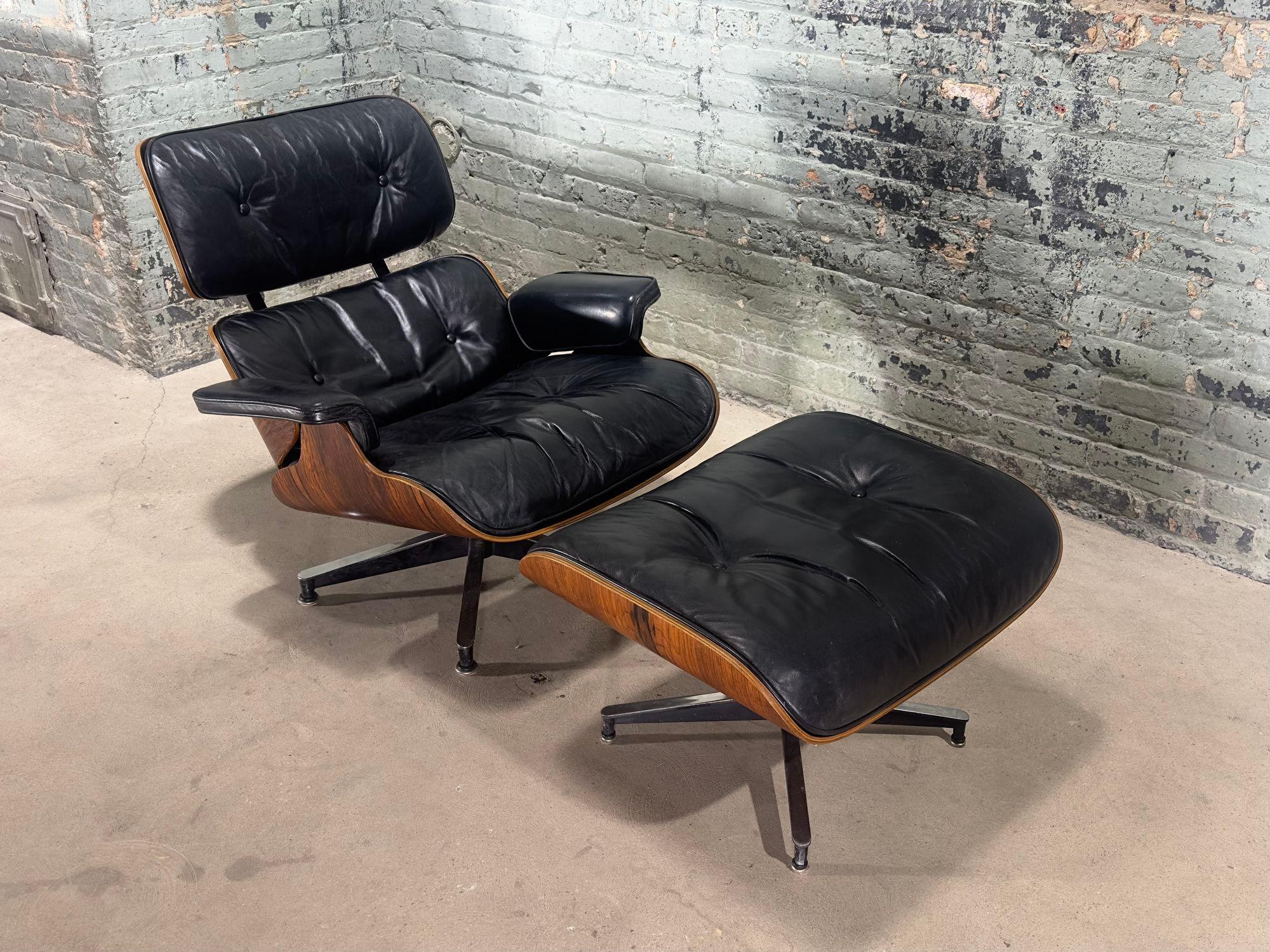Mid-Century Modern Early Rosewood Eames 670 Lounge Chair 671/Ottoman, 1960 For Sale