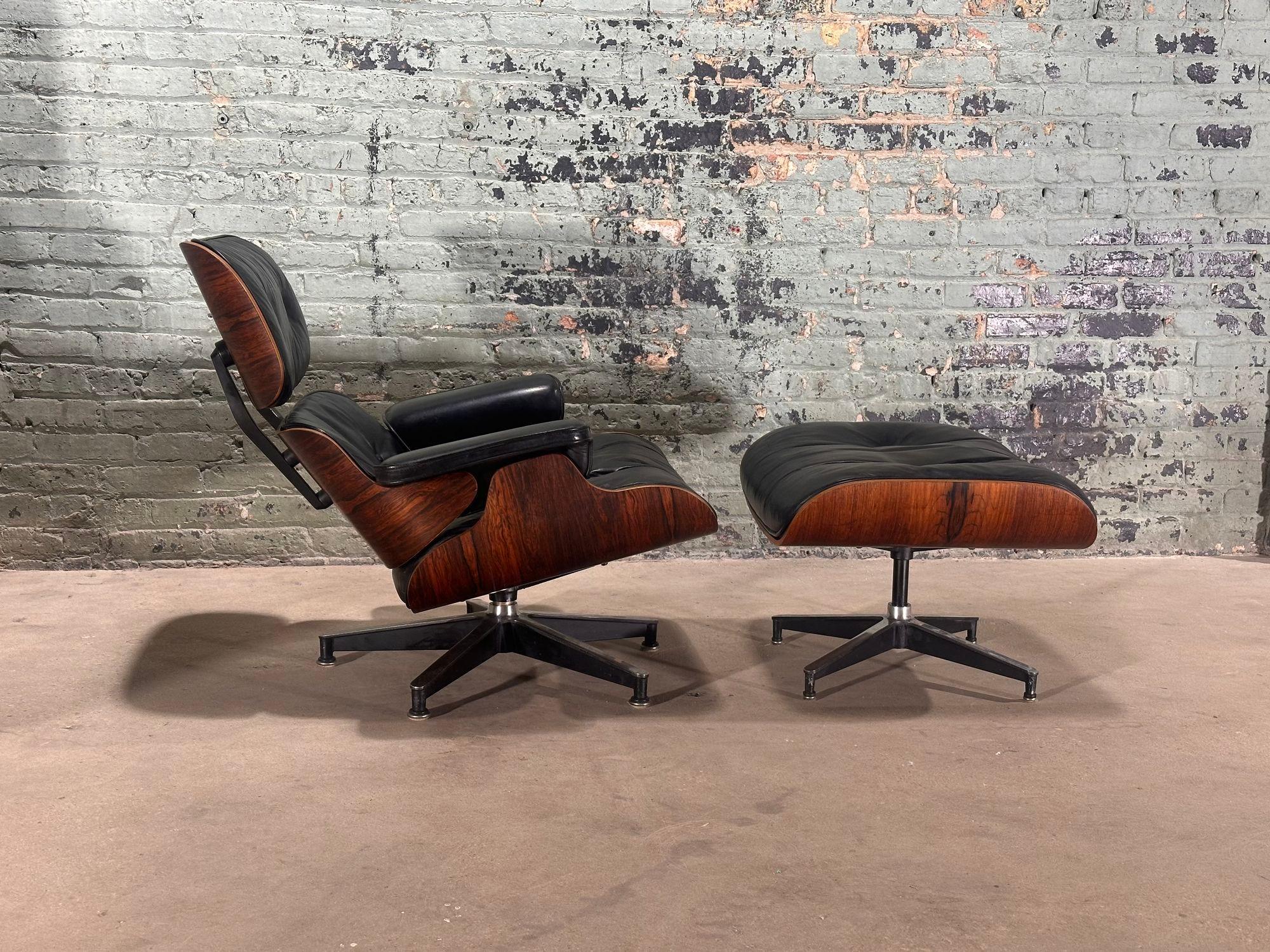 Mid-20th Century Early Rosewood Eames 670 Lounge Chair 671/Ottoman, 1960 For Sale
