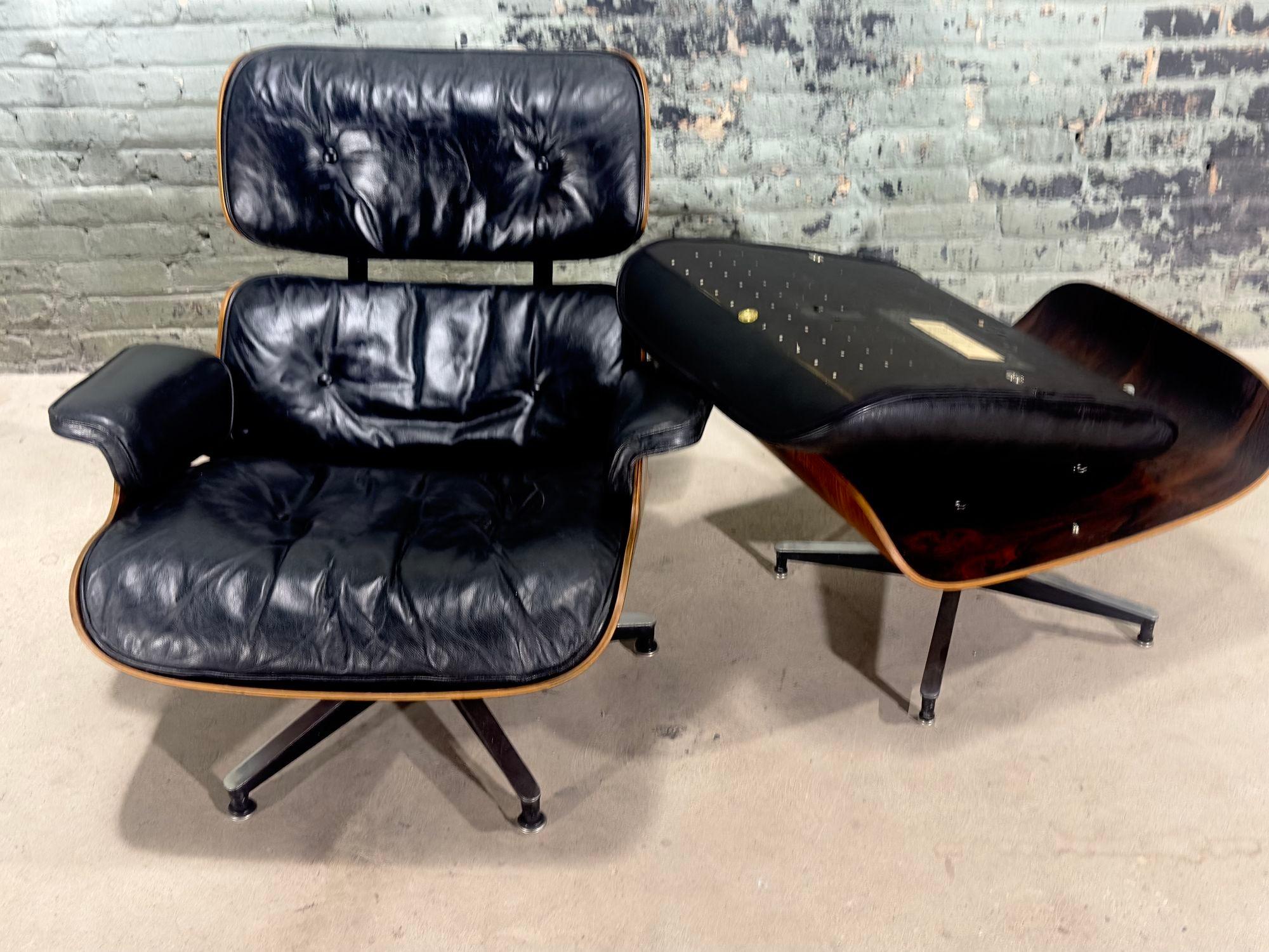Early Rosewood Eames 670 Lounge Chair 671/Ottoman, 1960 For Sale 1