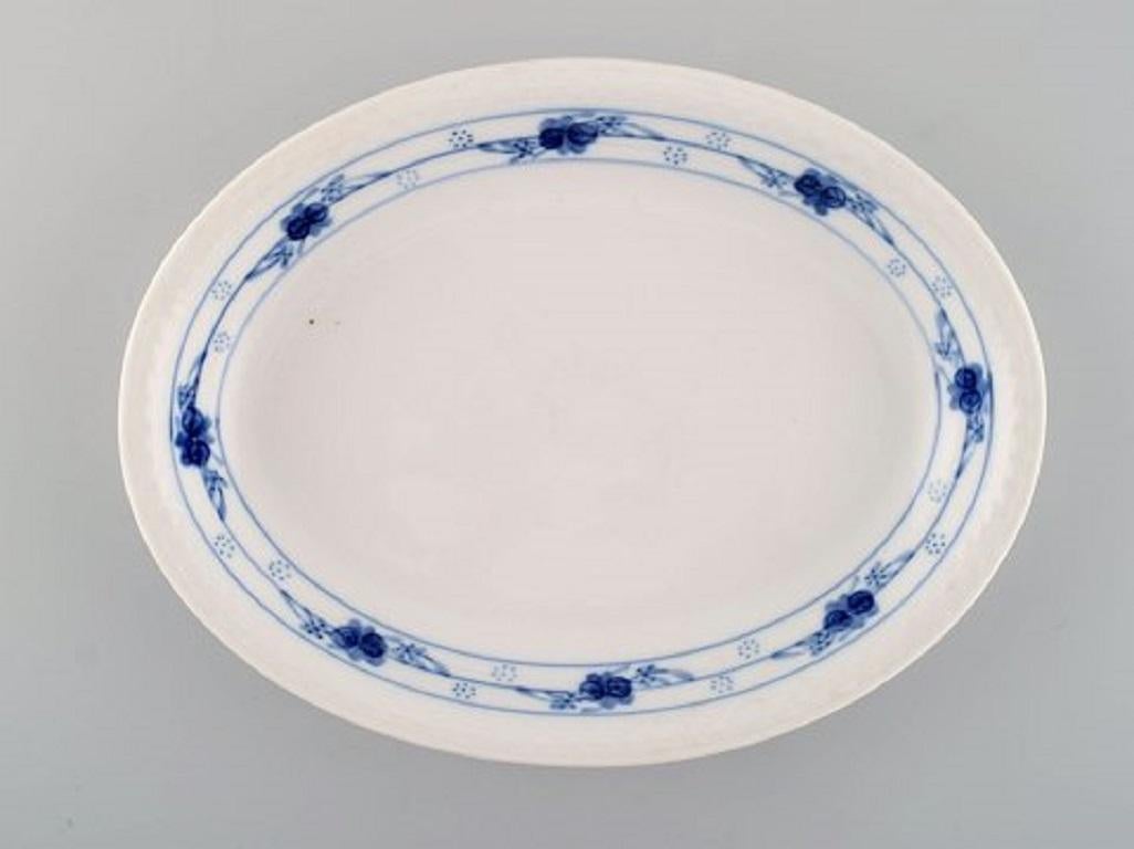 Danish Early Royal Copenhagen Rosebud or Blue Rose Service, Two Dishes and Three Plates