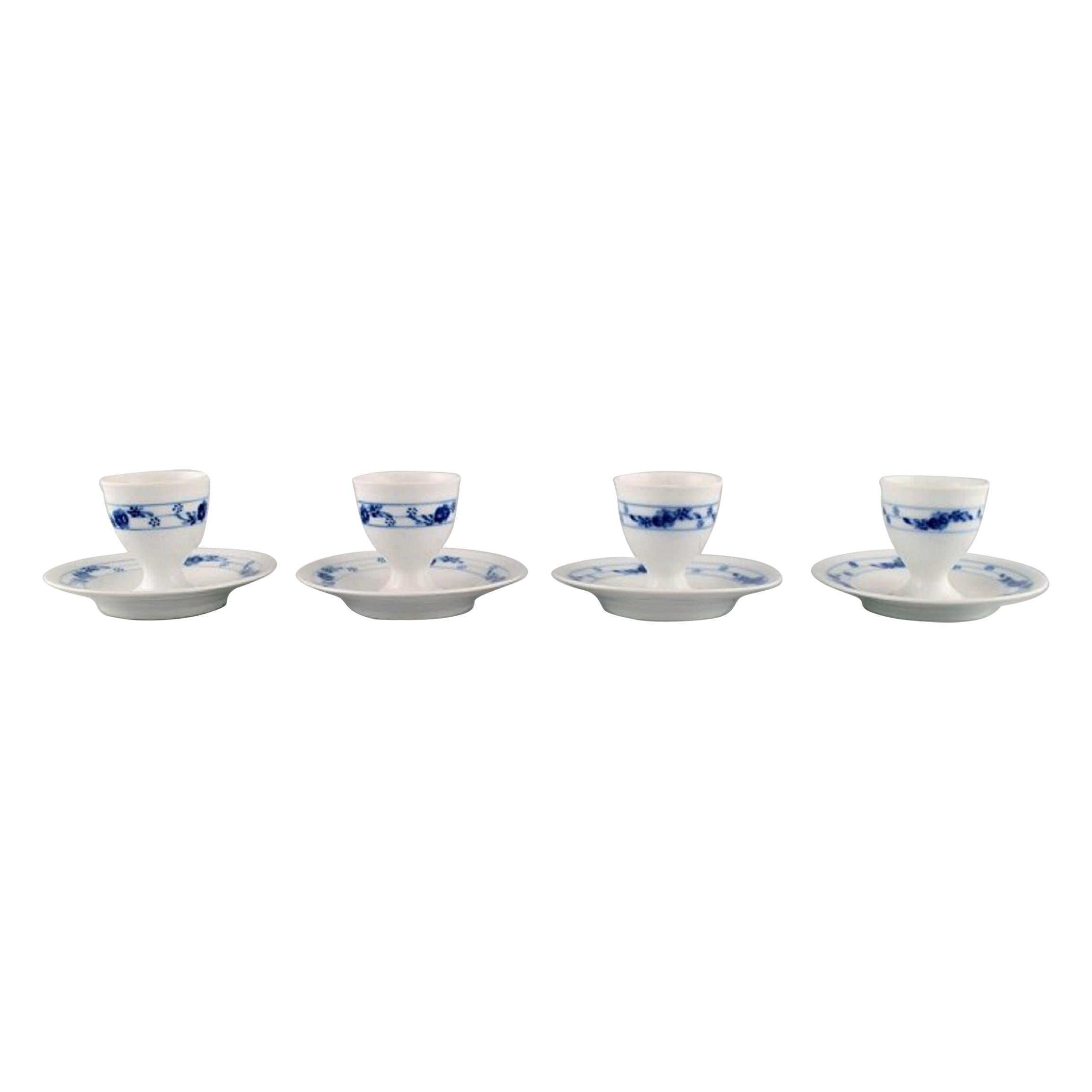 Early Royal Copenhagen Rosebud or Blue Rose Service, Four Egg Cups on Stand