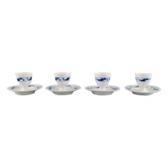 Antique Early Royal Copenhagen Rosebud or Blue Rose Service, Four Egg Cups on Stand