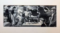 Early Rural Scene by Charles Burki, 1940 – Dutch Farm Life Realist Gouache