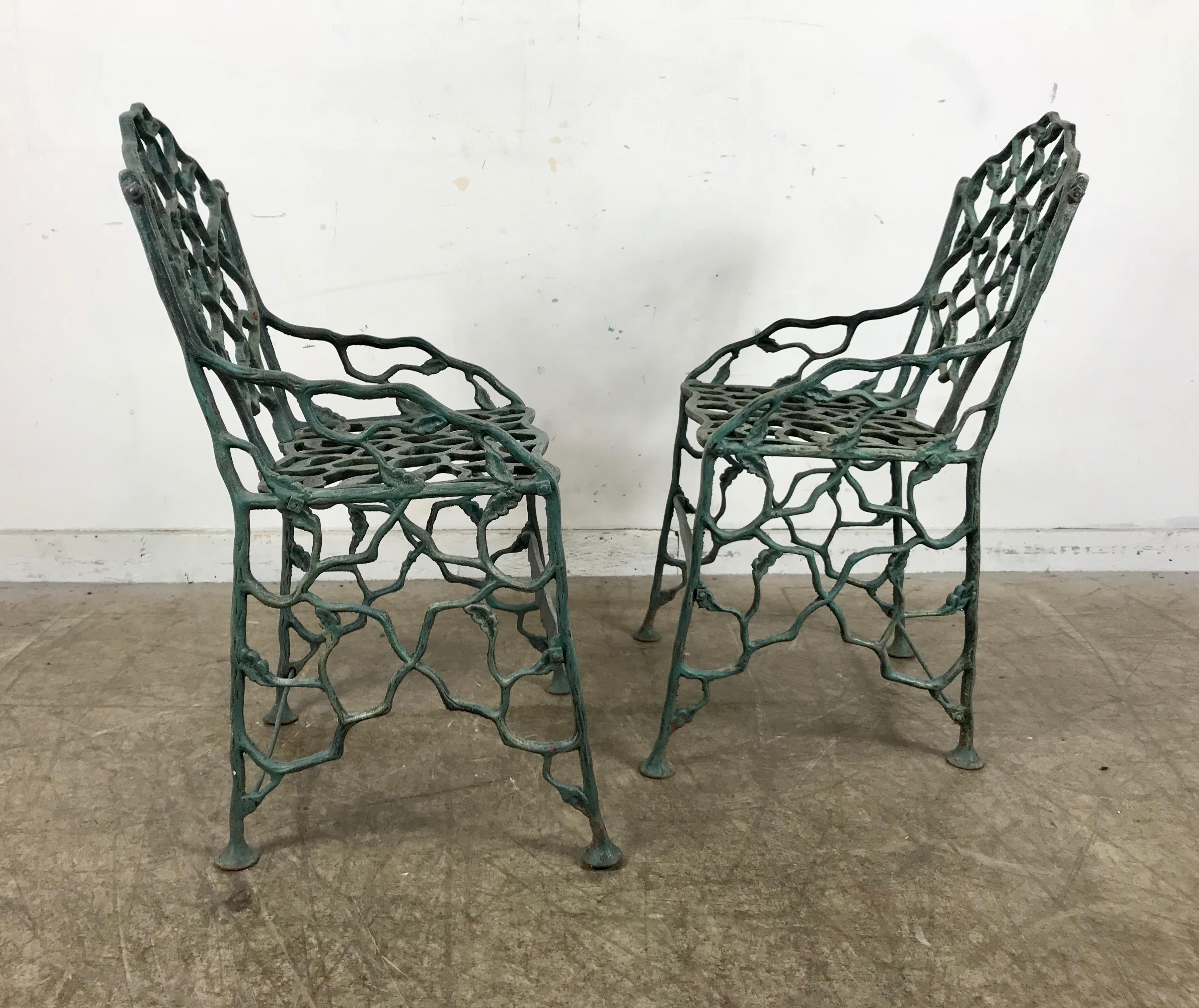 American Early Rustic Cast Iron Garden Chairs 